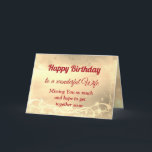 Carte Distance Happy Birthday Wife Card<br><div class="desc">Luxury Gold Distance Happy Birthday Wife personalised Greeting Card.</div>