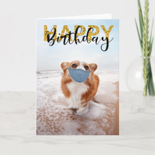 Carte Distance sociale Joyeux Anniversaire Chien Corgi