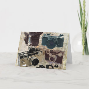 Carte distressed photographe retro camera