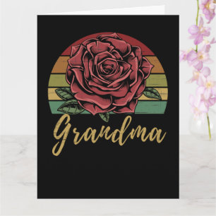 Carte Distressed Retro Sunset Red Rose Grandma