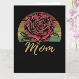 Carte Distressed Retro Sunset Red Rose Mom