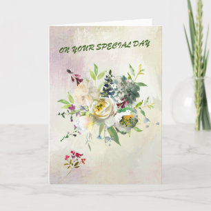 Carte Dites un joyeux anniversaire avec de jolies fleurs