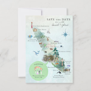 Carte d'itinéraire de mariage sur l'île de Vancouv