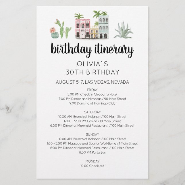 Carte d'itinéraire de week-end d'anniversaire Fies (Devant)