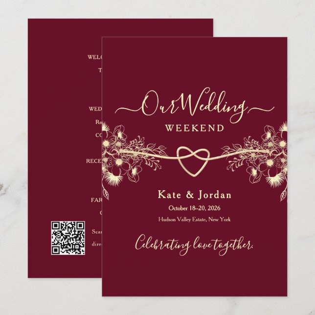Carte d'itinéraire de week-end de mariage en Bourg (Devant / Derrière)