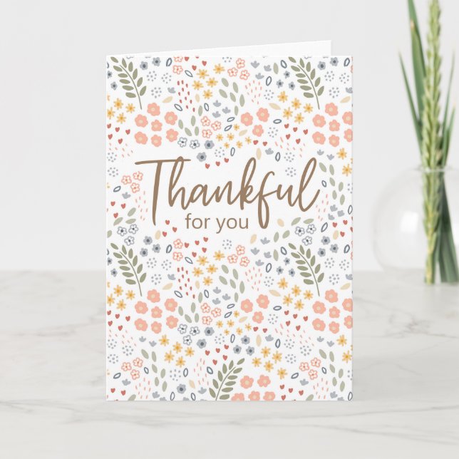 Carte Ditsy Floral Thanksgiving Salutation louche (Devant)