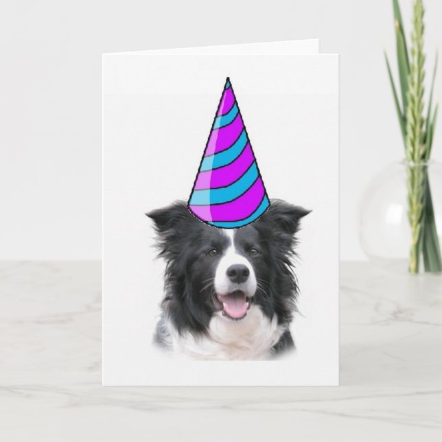 Carte Ditzy Dogs~Carte de voeux~Bordure Collie Anniversa (Devant)