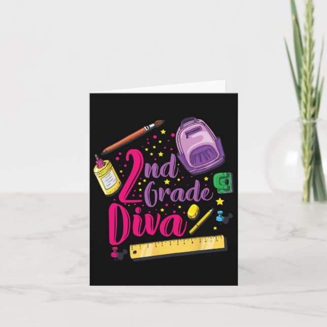 Carte Diva 2e Année Premier Jour De L'École Vêtements Fi (Devant)