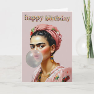 Carte Diva qui gonfle du chewing-gum Joyeux Anniversaire