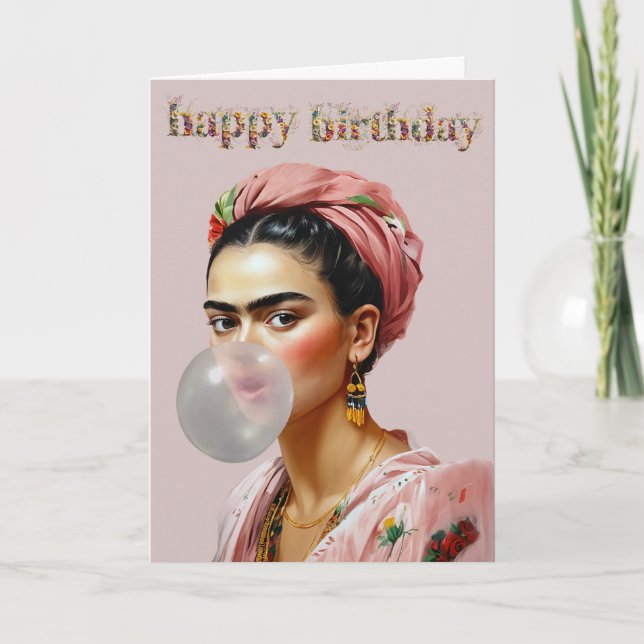 Carte Diva qui gonfle du chewing-gum Joyeux Anniversaire (Devant)