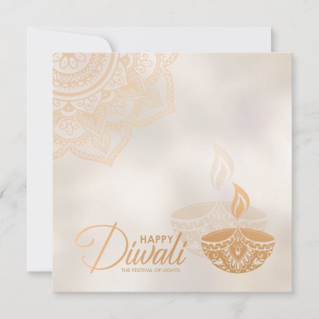 Carte Diwali Gold et Pearl Happy (Devant)