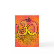 Carte Diwali Orange Aum Mandala