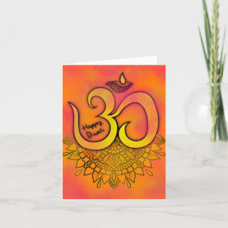 Carte Diwali Orange Aum Mandala