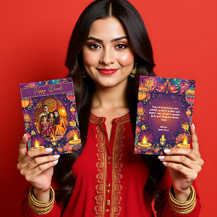 Carte Diwali photo et texte personnalisés