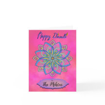 Carte Diwali Pink Mandala personnalisée