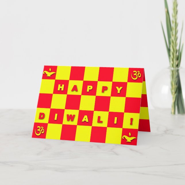 Carte Diwali rouge et jaune (Devant)
