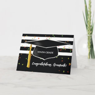 Carte Dixième année avec Casquette et noir blanc