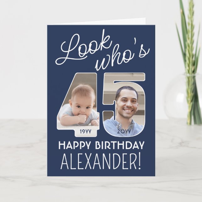 Carte DIY Couleurs • Regardez qui a 45 ans Joyeux Annive (Devant)