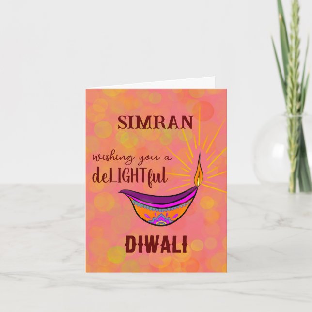 Carte Diya Diwali personnalisée (Devant)