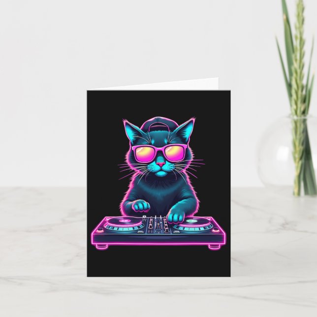 Carte Dj House Chat Rainbow Dj Chat Kitty (Devant)