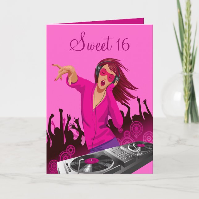 Carte DJ Sweet 16 Pink Lady (Devant)