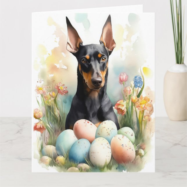 Carte Doberman aux oeufs de Pâques (Devant)