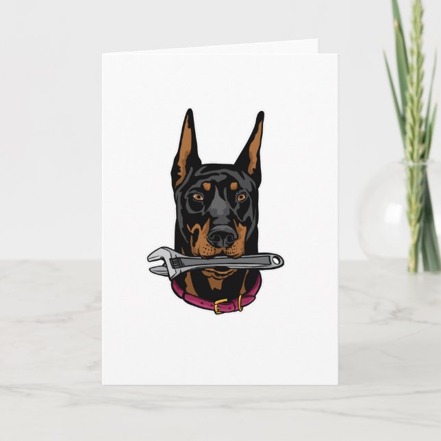 Carte Doberman avec clé anglaise (Devant)