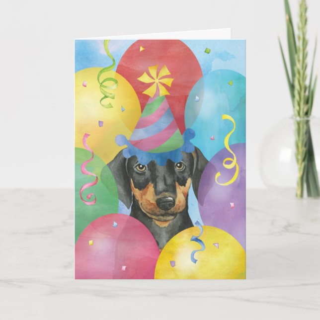 Carte Doberman Balloons d'anniversaire (Devant)