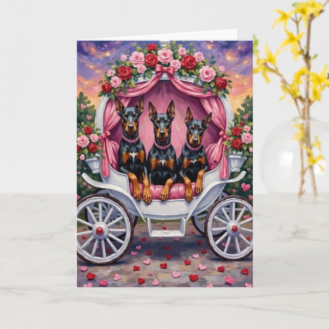 Carte Doberman Dog Valentine's Day  (Fleur jaune)