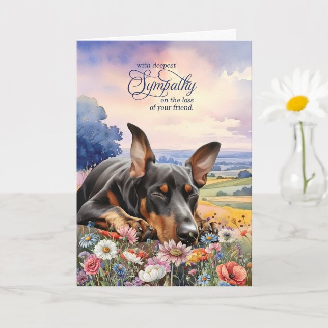 Carte Doberman Dog with Wildflowers Pet Sympathy (Petite plante)
