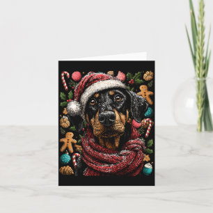 Carte Doberman Festif Avec Chapeau De Père Noël Hiver Ne