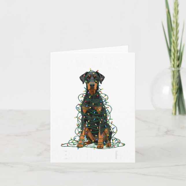 Carte Doberman Nscher Christmas I'm Fine Everything Is F (Devant)