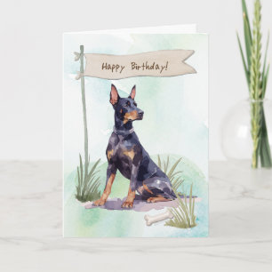 Carte Doberman Pinscher Chien en plein air sous signe d'