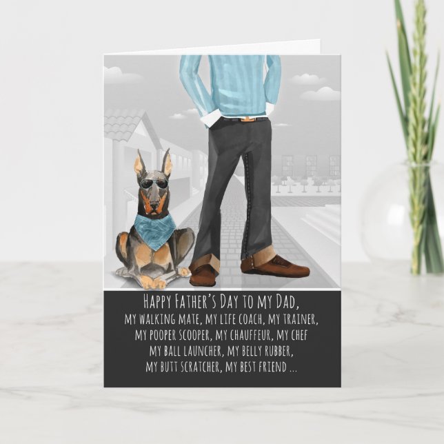 Carte Doberman Pinscher de la Fête des pères de chien dr (Devant)
