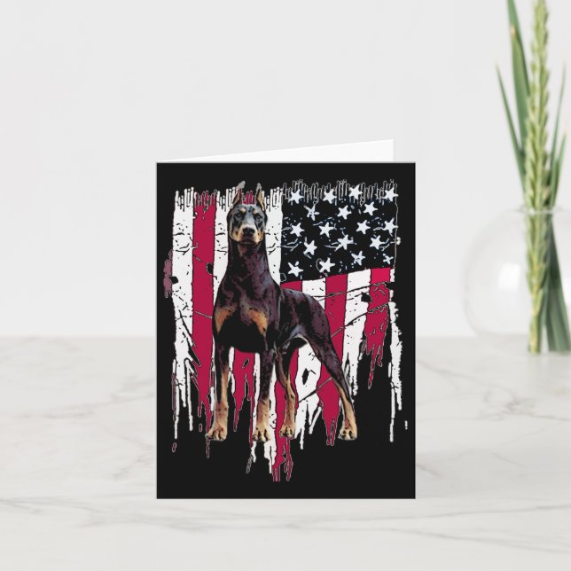 Carte Doberman Pinscher Drapeau Américain Usa Awesome (Devant)