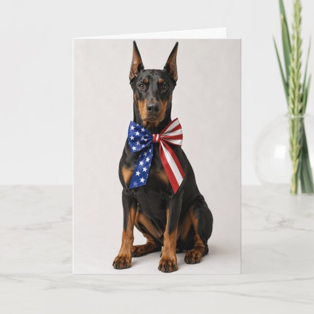 Carte Doberman Pinscher patriotique (Devant)