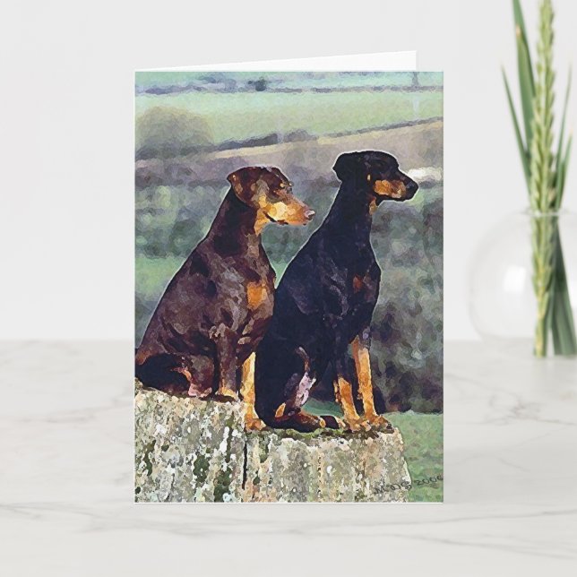 Carte Doberman Portrait Portrait Blank Grey Card (Devant)