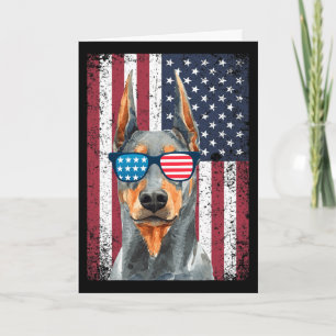 Carte Dobermann Patriotique 4 Juillet États-Unis América