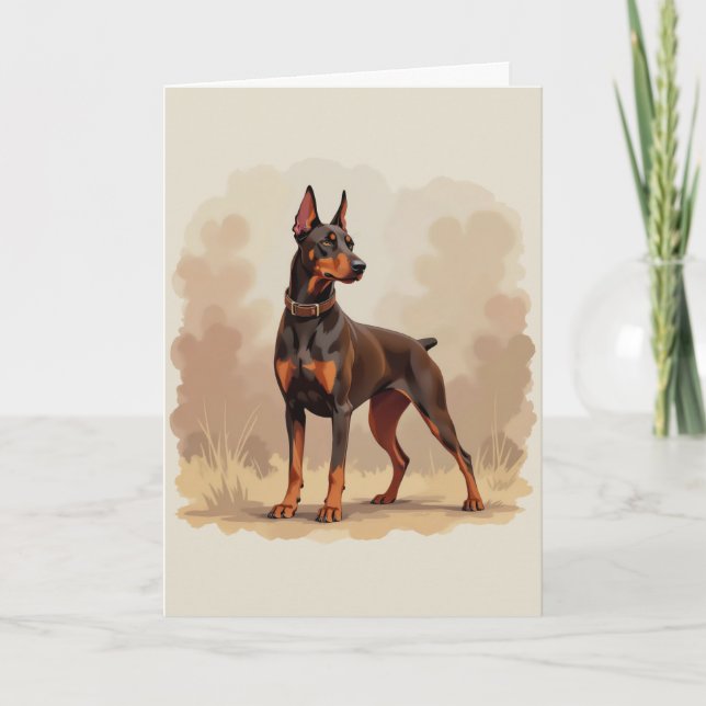 Carte Dobermann Pinscher Chien Marron Rouille Rouge (Devant)