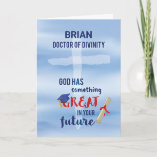 Carte Docteur de la Divinité Croix bleu aquarelle