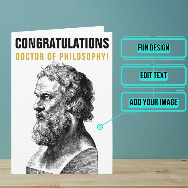 Carte Docteur en philosophie - Doctorat - Platon de doct (This is a unique card and the perfect one for a PhD graduate.)