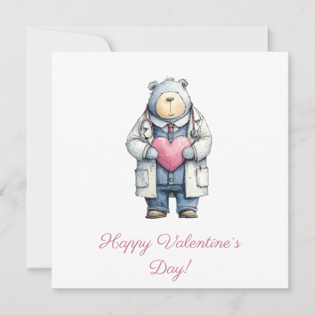 Carte Docteur Ours Valentin Cœur Art (Devant)