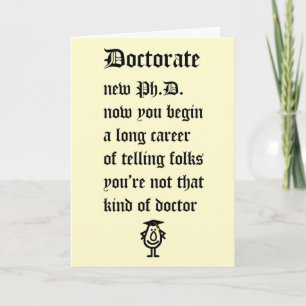Carte Doctorat - un poème drôle pour le nouveau doctorat