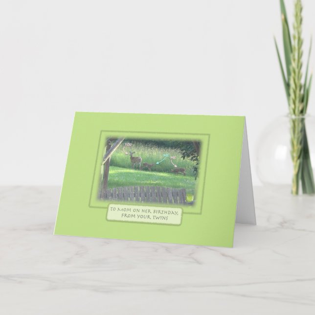 Carte Doe & Fawns à Maman de Twins (garçon/fille) Annive (Devant)