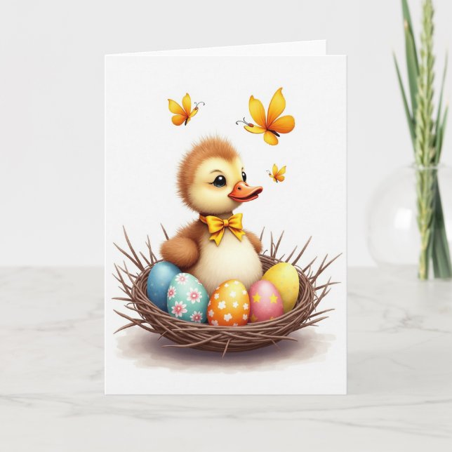 Carte d'œuf de nid de bébé oiseau mignon (Devant)