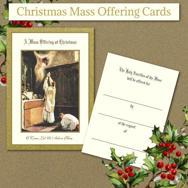Carte d'offrande de messe catholique traditionnell (Traditional Catholic Christmas Mass Offering Cards )