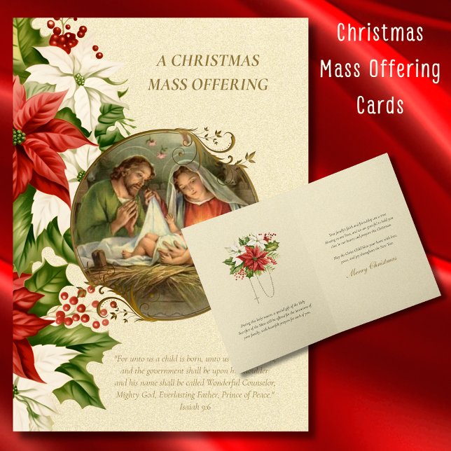 Carte d'offrande de messe de Noël catholique (Créateur téléchargé)