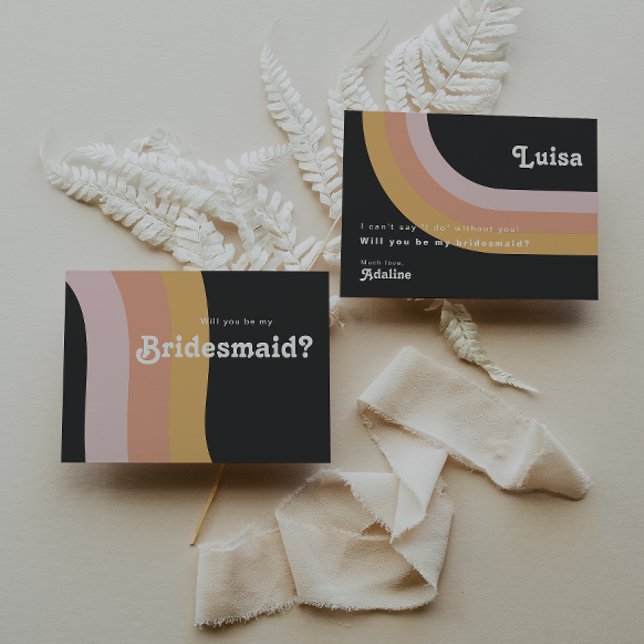 Carte d'offre moderne Retro Rainbow Dark Bridesmai (Créateur téléchargé)