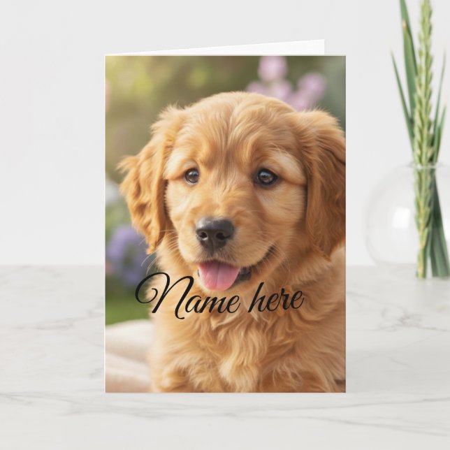 Carte Dog cat pet name photo template simple minimal  (Devant)