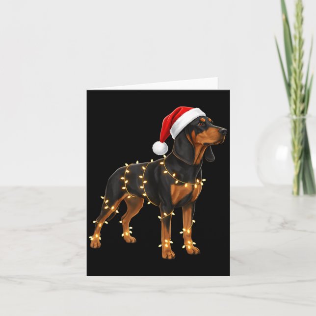 Carte Dog Dachshund Wrapped In Christmas Lights - Holida (Devant)